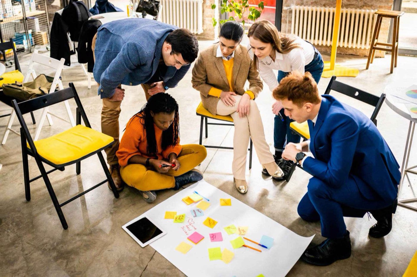 Team collaborating in an office